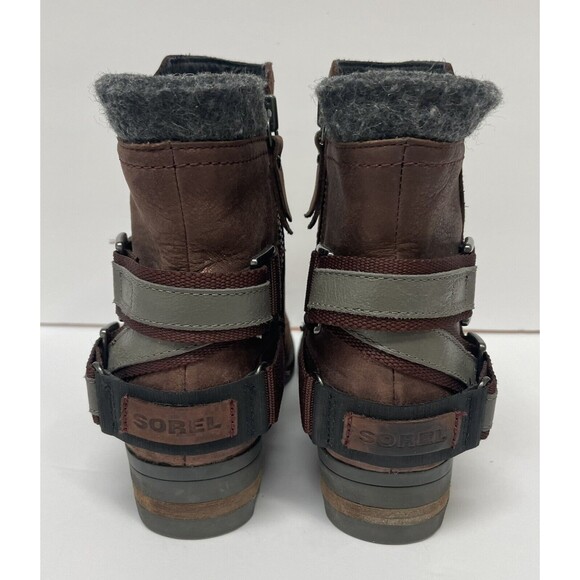 SOREL Lolla Waterproof Leather Ankle Boot Womens Size 8 LL5317-628 Chestnut EUC - Picture 5 of 9